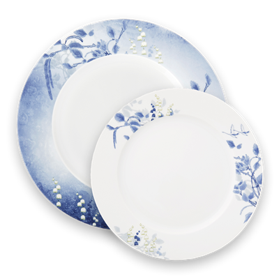 Nordic Blue Talerz obiadowy 26 cm niebieski + talerz sałatkowy 21 cm biały